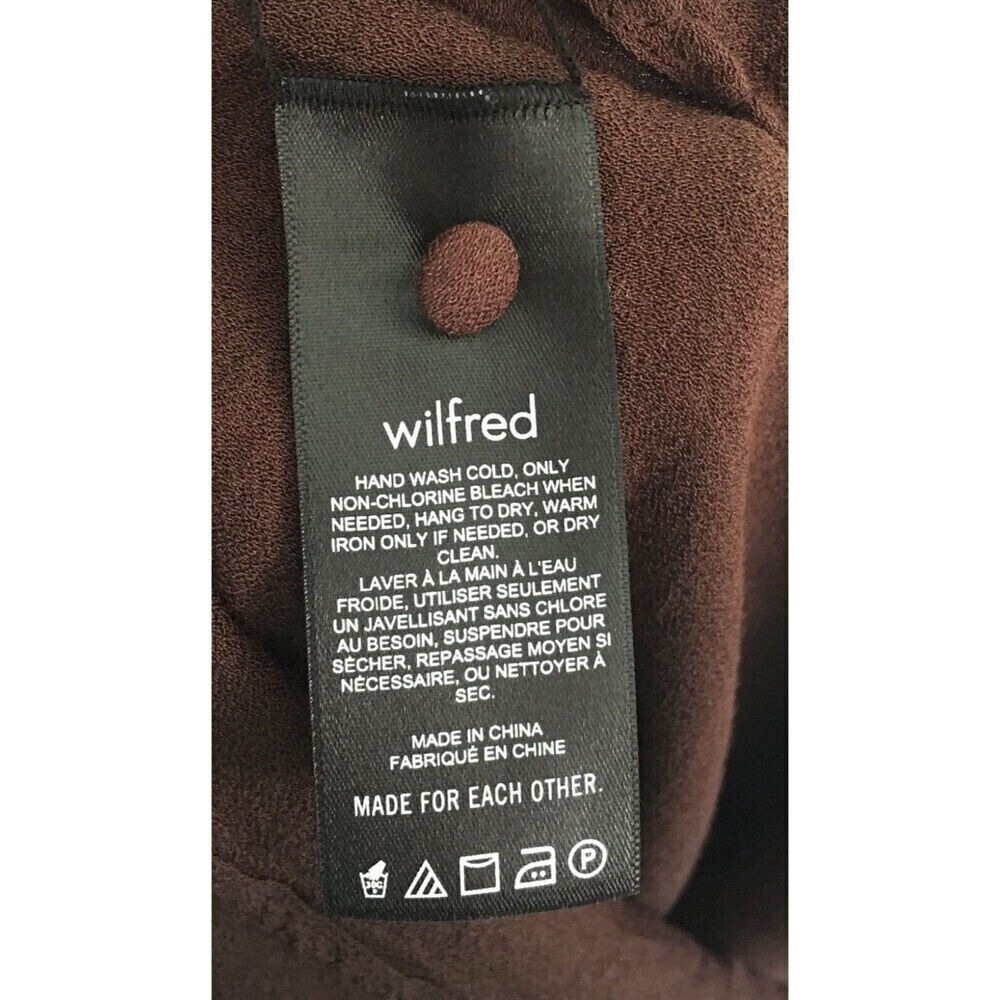 Wilfred Top Women's Size Medium Brown Long Sleeve Button Closure - Picture 7 of 8